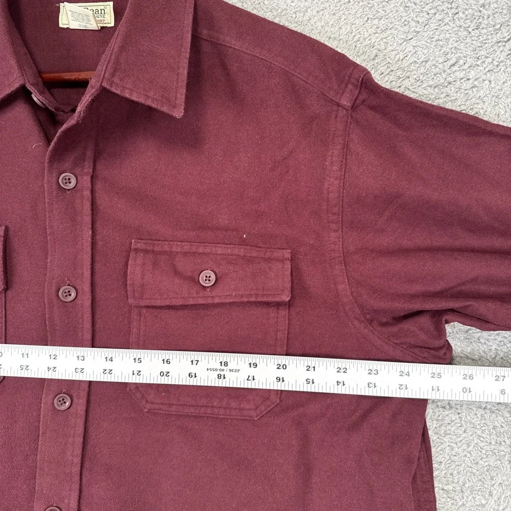 LL Bean Chamois Flannel Shirt Mens XL Maroon Traditional Fit - Picture 5 of 8
